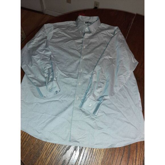 Men XL 17 32/33 Van Heusen Regular Fit Grey Button Front Long Sleeve Dress Shirt - Picture 1 of 2